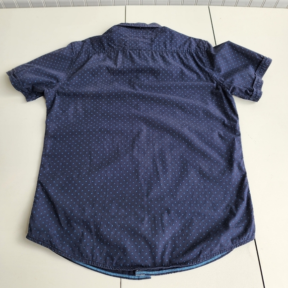 Broken Threads Men's Shirt Navy Blue Geo Print Short Sleeve Button Up Fitted L - Picture 6 of 7